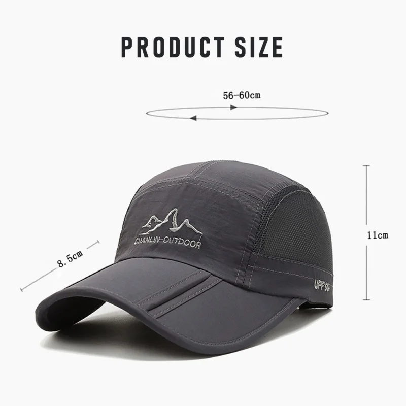 Quick-Drying Mesh Embroidered Baseball Cap for Adult Teen Foldable Hiking Caps Hat Men Women Sun Protection Outdoor Sports Cap