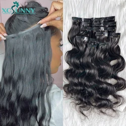PU Clip In Hair Extensions Human Hair Body Wave Burmese Weft Clip Ins Extensions 100g/120g 7Pcs/Set