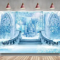 Winter Backdrop Wonderland Ice Castle Snowflake Photography Background Theme Party Supplies Decoration Banner Studio Props