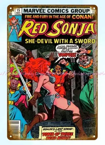 office restaurant wall decor 1979 comic Red Sonja metal tin sign