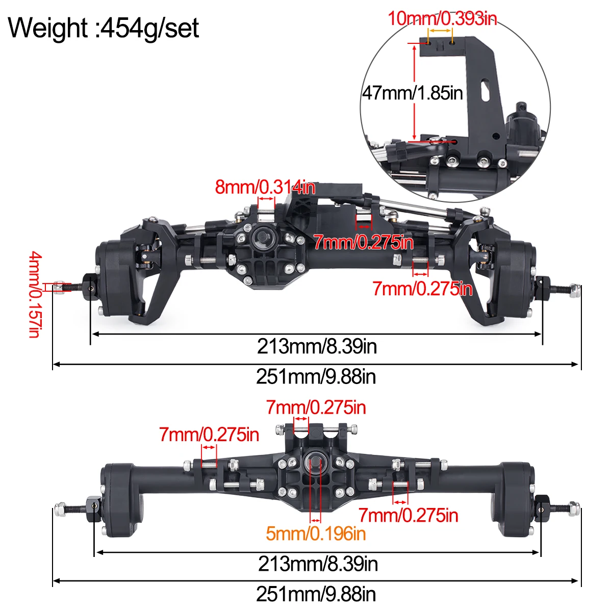 

1:10 RC Car Front and Rear Portal Axle Set for 1/10 RC Rock Crawler Axial SCX10 II Spiral 90046 90047 D90 RC4WD Upgrades Parts