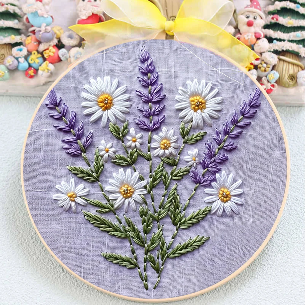 

Lavender Cross Stitch Kit DIY Printed Embroidery Set for Beginners Gifts 30x30cm
