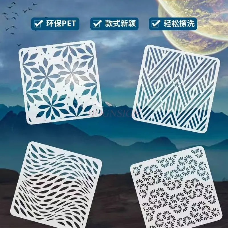

25pcs/set Graffiti, DIY Spray Painting Mold, Handwritten Geometric Mandala Pattern Hollow Template for Children's Drawing,