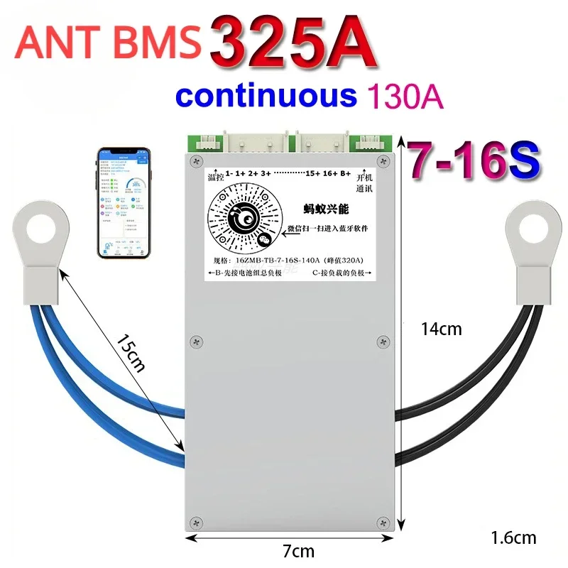 

Ant BMS Bluetooth Smart Balance Li-Ion LiFePo4 LTO 18650 Battery Ebike Protection Board 7S 8S 9S 10S 11S 12S 13S 14S 15S 16S