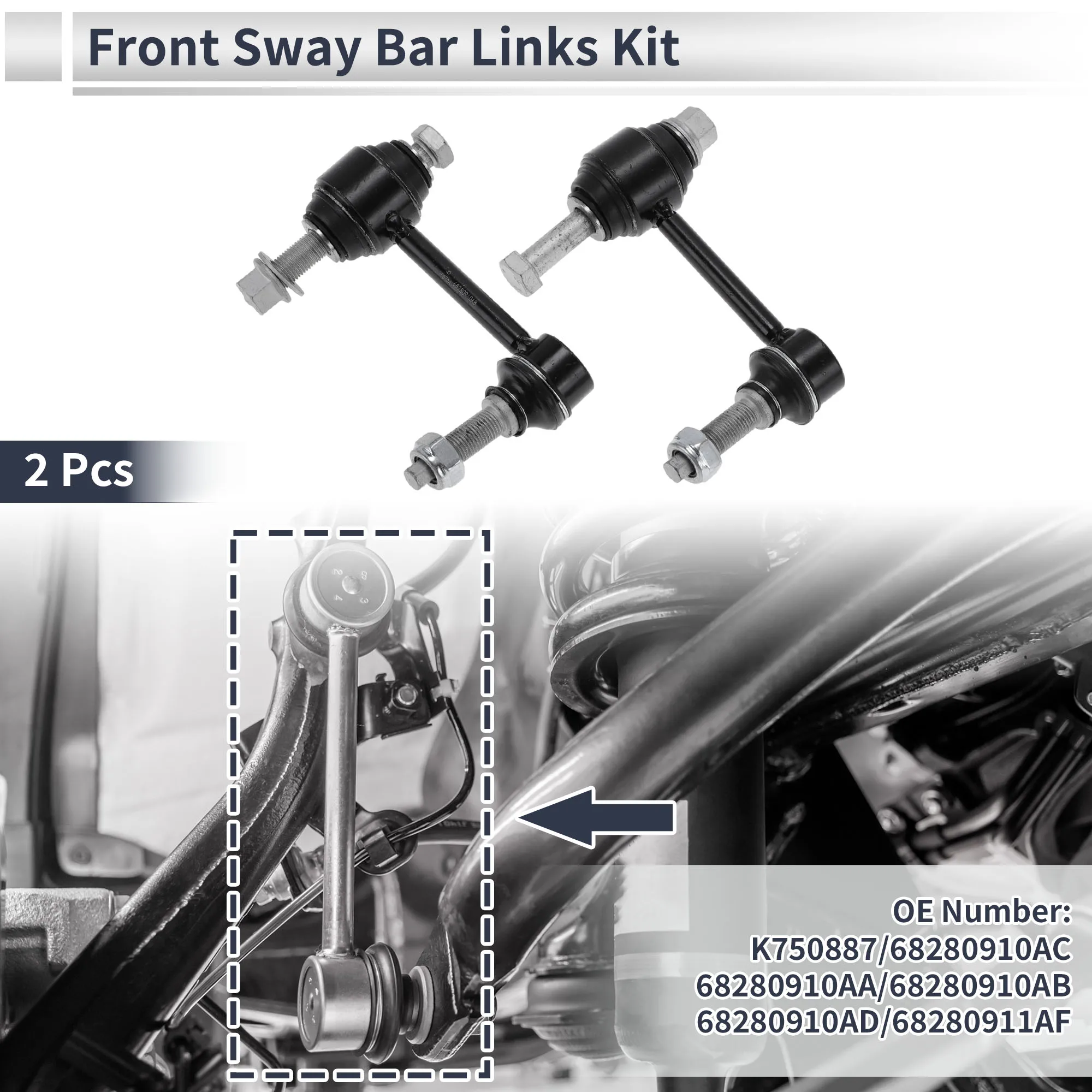 

X Тяги переднего стабилизатора Autohaux для DODGE DURANGO 16-22 No K750887/68280910AC 2 шт.