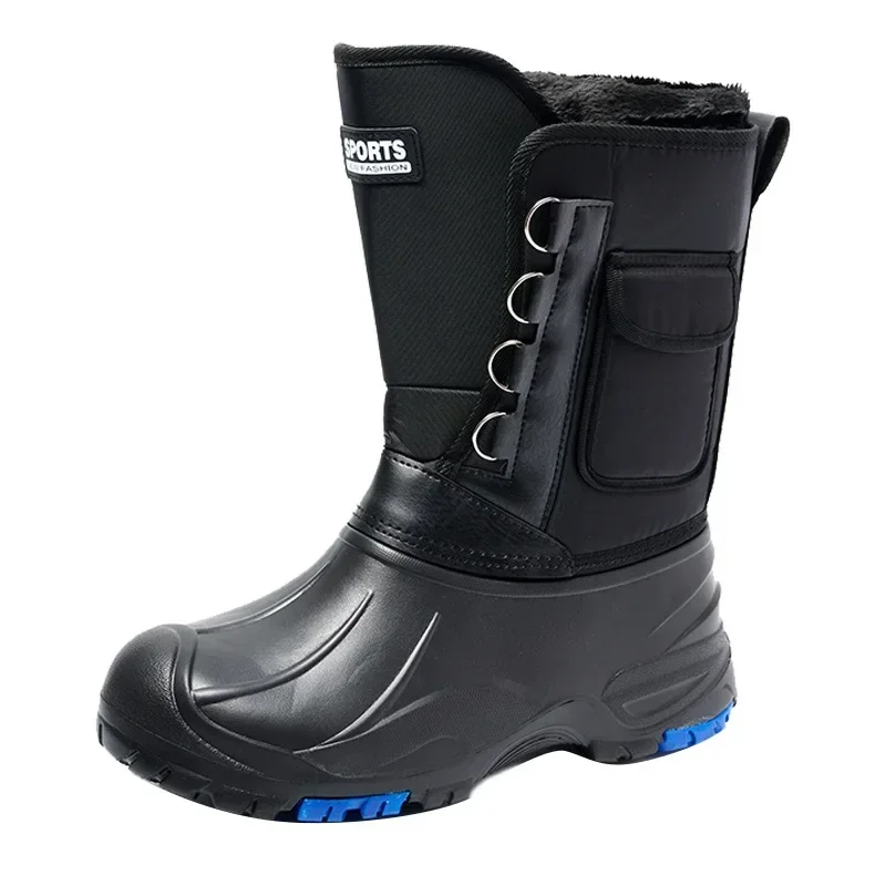 Men\'s Boots 2025 Winter Waterproof Steel-studded Snowshoes Men\'s New Style Fishing Shoes and Cashmere Thickened Men\'s Shoes