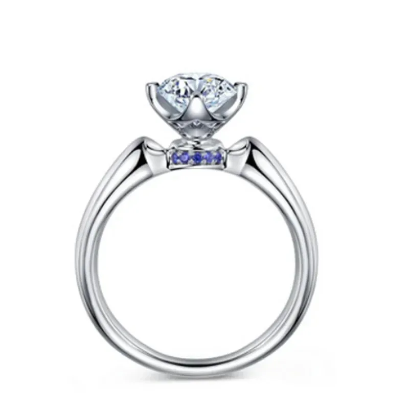 Твердое белое золото 14 карат AU585 Platinum PT950 Модное простое женское кольцо с бриллиантом с четырьмя когтями из 18-каратного золота Твердое белое золото 14 карат AU585 Platinum PT950 Модное простое женское кольцо с бриллиантом с четырьмя когтями из 18-каратного золота