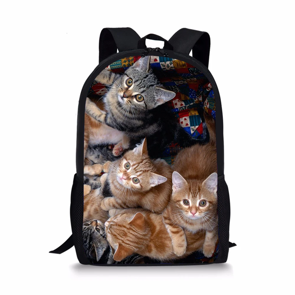 

School Bags For Girls Boys Cute Animal Cat Print Kids Backpacks Women Mochila Student Backpack Book Bag Children Shoulder Bag