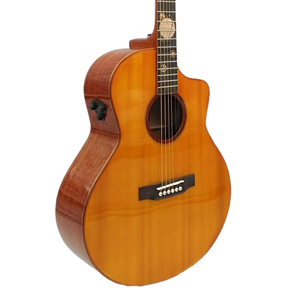 All Solid Acoustic Electric Guitar Bone Mahogany Rosewood 40 Inch JF Shape Gloss OEM ODM