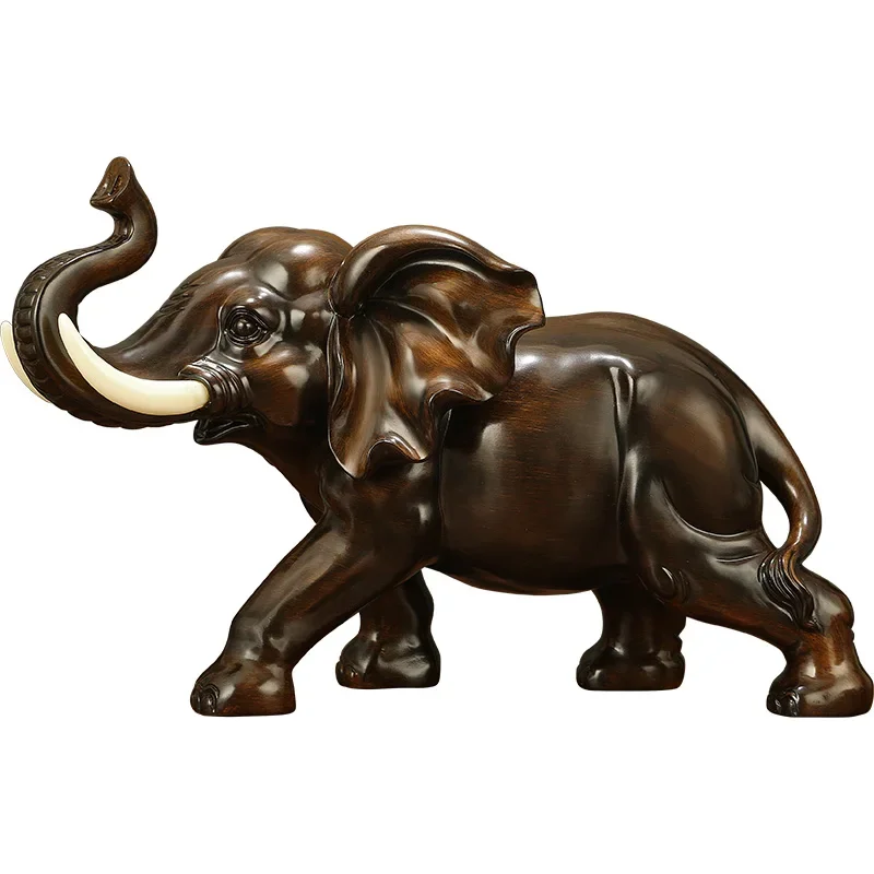 1PC Resin Lucky Elephant Ornament Feng Shui Animal sculpture Crafts Absorb wealth living room Office desktop home decoration