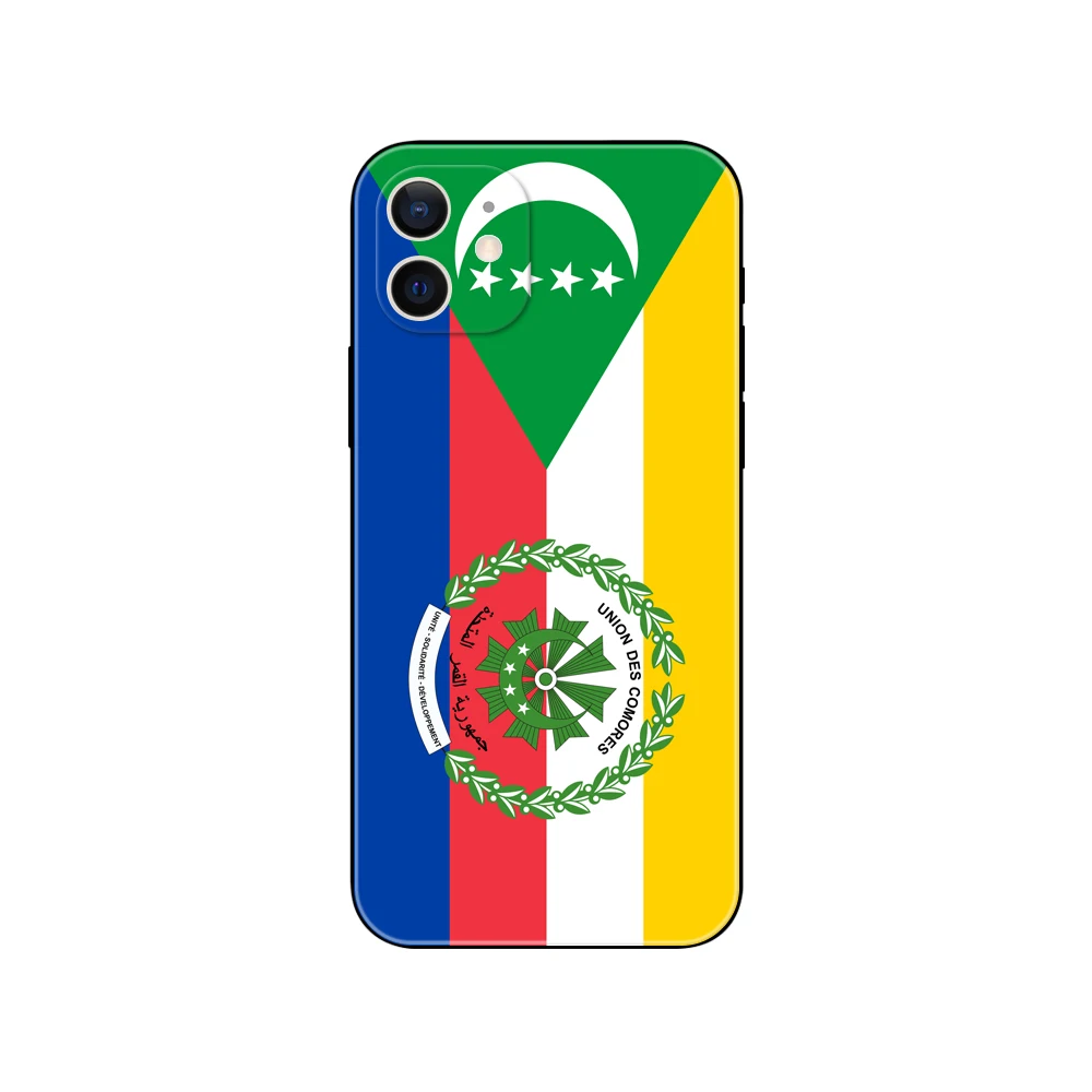 Comoros flag ，phone case for iphone，14 2020se 6 6s 7 8 plus x 10 XR XS 11 12 13 mini pro MAX soft black tpu back cover