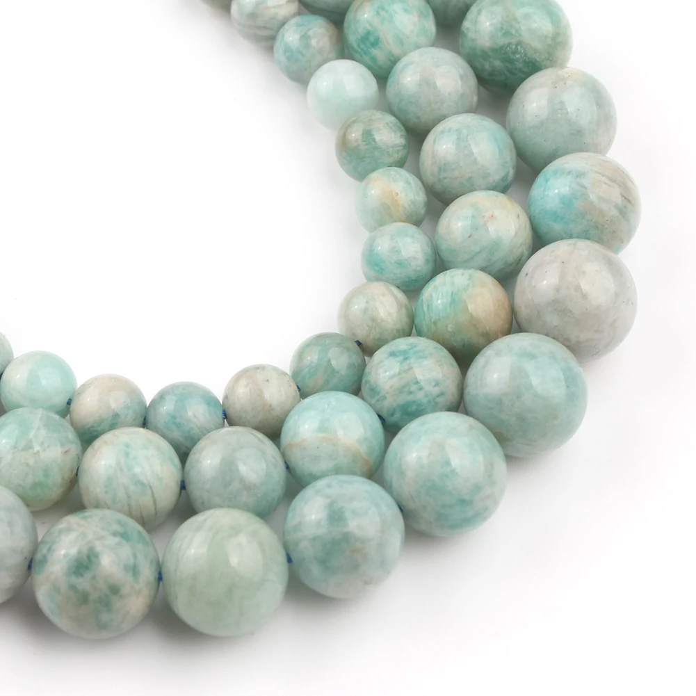 6/8/10mm AA Blue Amazonite Natural Stone Bead Genuine Round Loose Beads for Jewelry Making Finding Materials DIY Bracelets 15''