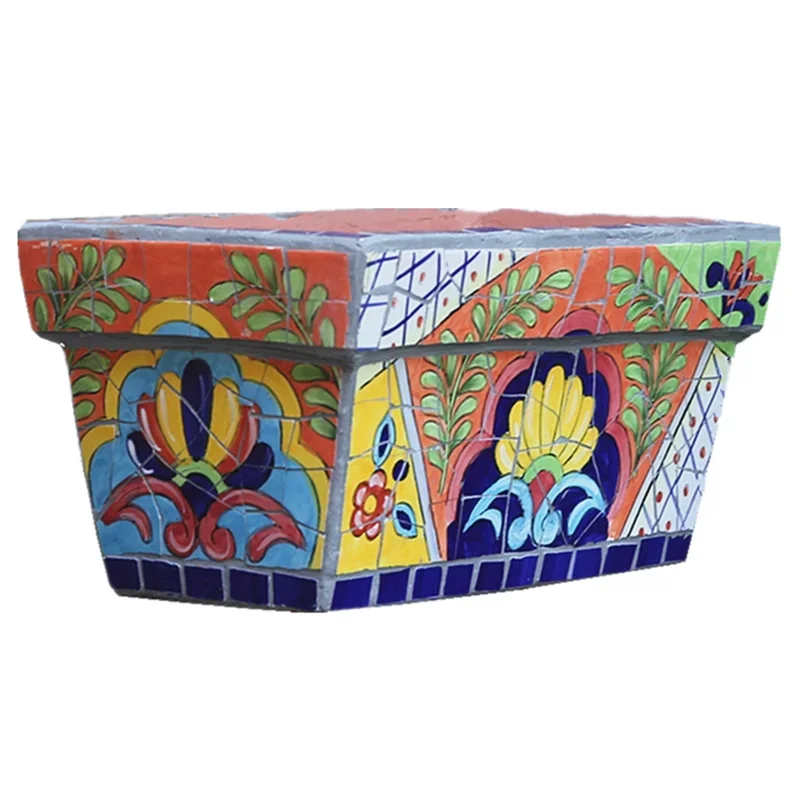 Featured courtyard balcony rectangular flower pot ornament, painted ceramic mosaic process