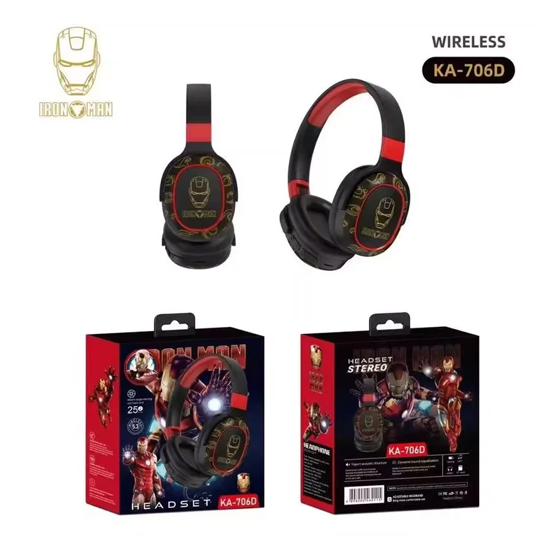 جديد ديزني مارفل سماعات بلوتوث قابلة للطي الرجل العنكبوت سماعات لاسلكية سماعة ألعاب صوت ستيريو للأطفال أنيمي الكرتون