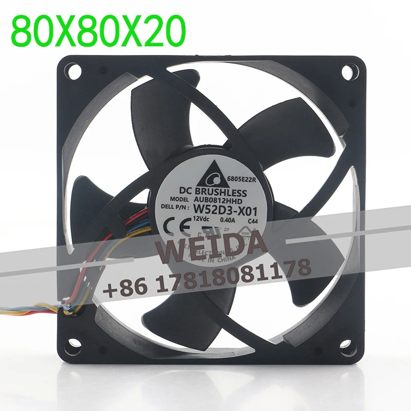 AUB0812HHD Delta DC0.40A 12V 8020 PWM temperature control 8CM 4-wire large air volume intelligent cooling fan
