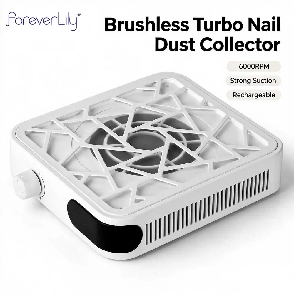 Cordless Nail Dust Collector Rechargeable Nail Dust Vacuum Brushless Turbine Fan Powerful Suction Manicure Dust Extractor