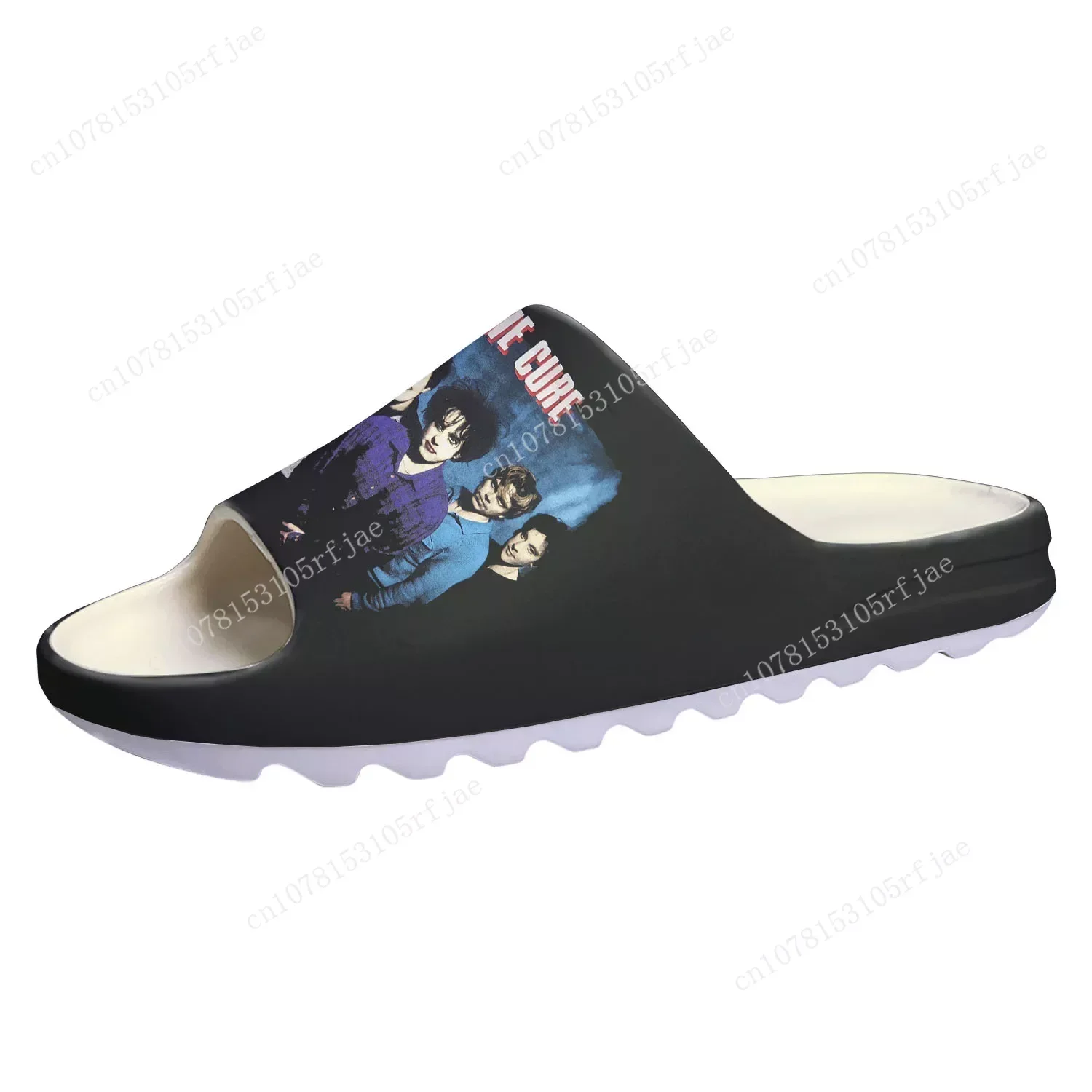 

The Cure Rock Band Soft Sole Sllipers Home Clogs Step on Water Shoes Mens Womens Teenager Robert Smith Customize on Shit Sandals