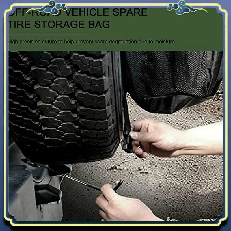 AU16-Spare Tire Trash Bag Outdoors Storage Bag For Wrangler UTV SUV RV Truck Off-Road Recovery Gear Adjustable Universal