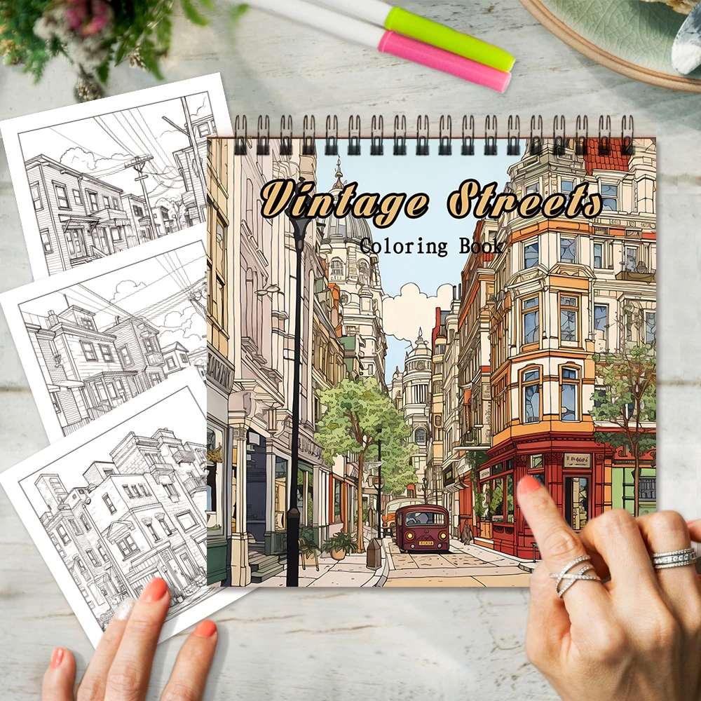 3pcs Coloring Books Cartoon Landscape Designs, 30 Pages Spiral Bound,Perfect for Stress Relief and Relaxation,Gift Ideas