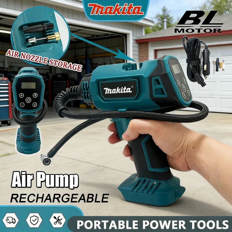 

Беспроводной электрический насос Makita, автомобильный компрессор, автоматический портативный воздушный компрессор, электроинструмент