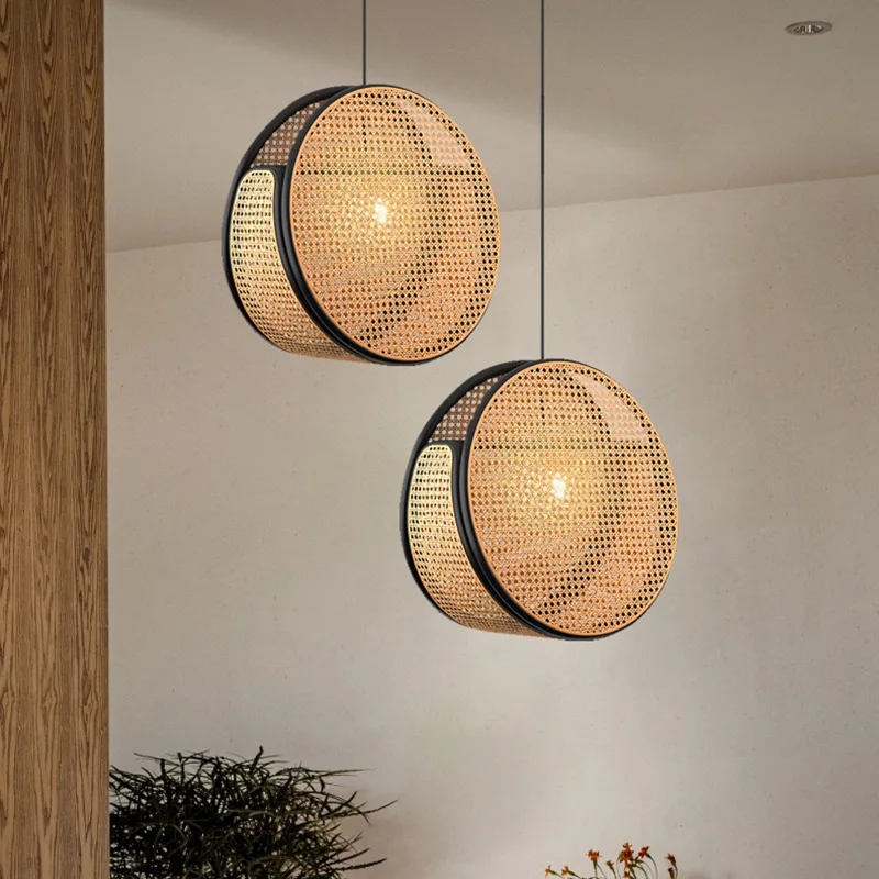 

Rattan Woven Pendant Light For Living Room Porch Bedroom Bedside Lamp Restaurant Bar Tea Room Homestay Creative Decor Chandelier