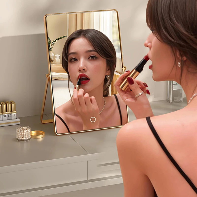 Folding Makeup Mirror Gold Decoration Aesthetic Square Cosmetics Mirror Dressing Table Funky Girls Spiegel Wand Home Products