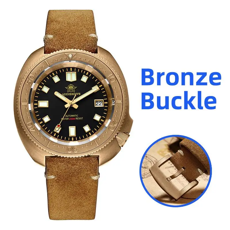 

ADDIESDIVE Men‘s Watch Sapphire Glass CUSN8 Solid Bronze AD2104 20Bar Waterproof C3 Super Luminous Automatic Mechanical Watches