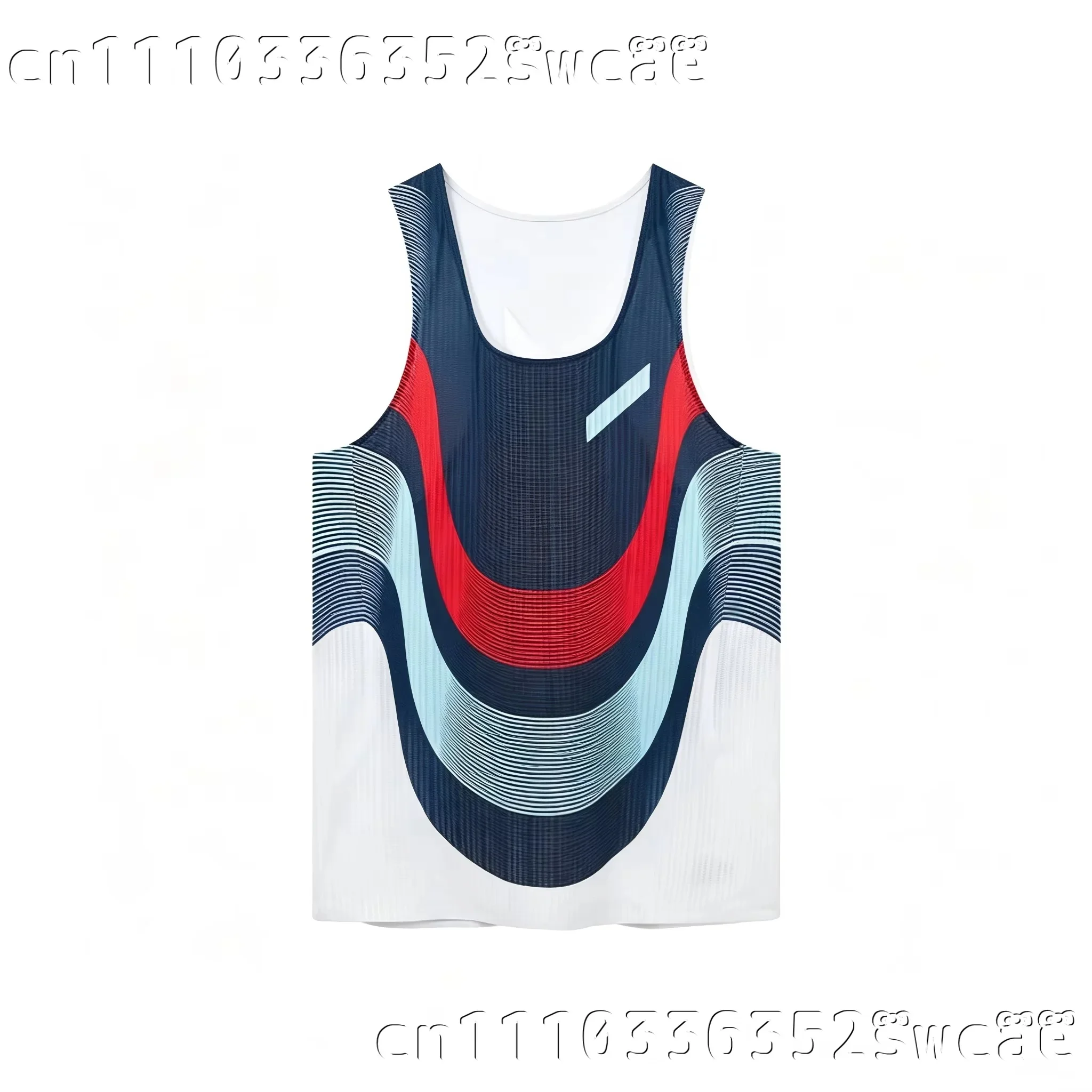 Wellenmuster-Lauf-Tanktop, atmungsaktives Mesh-Sportshirt, ärmelloses Shirt für Fitness, Marathon-Training, Familien-Set – Detail 7