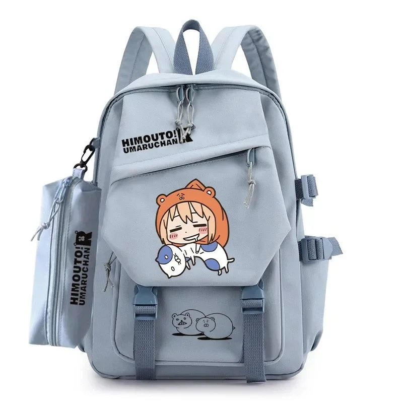 33×14×43cm Blue, Himouto! Umaruchan, Student Kids Teens School Bags, Large Capacity Mochilas Anime Backpacks For Girls Boys Gift