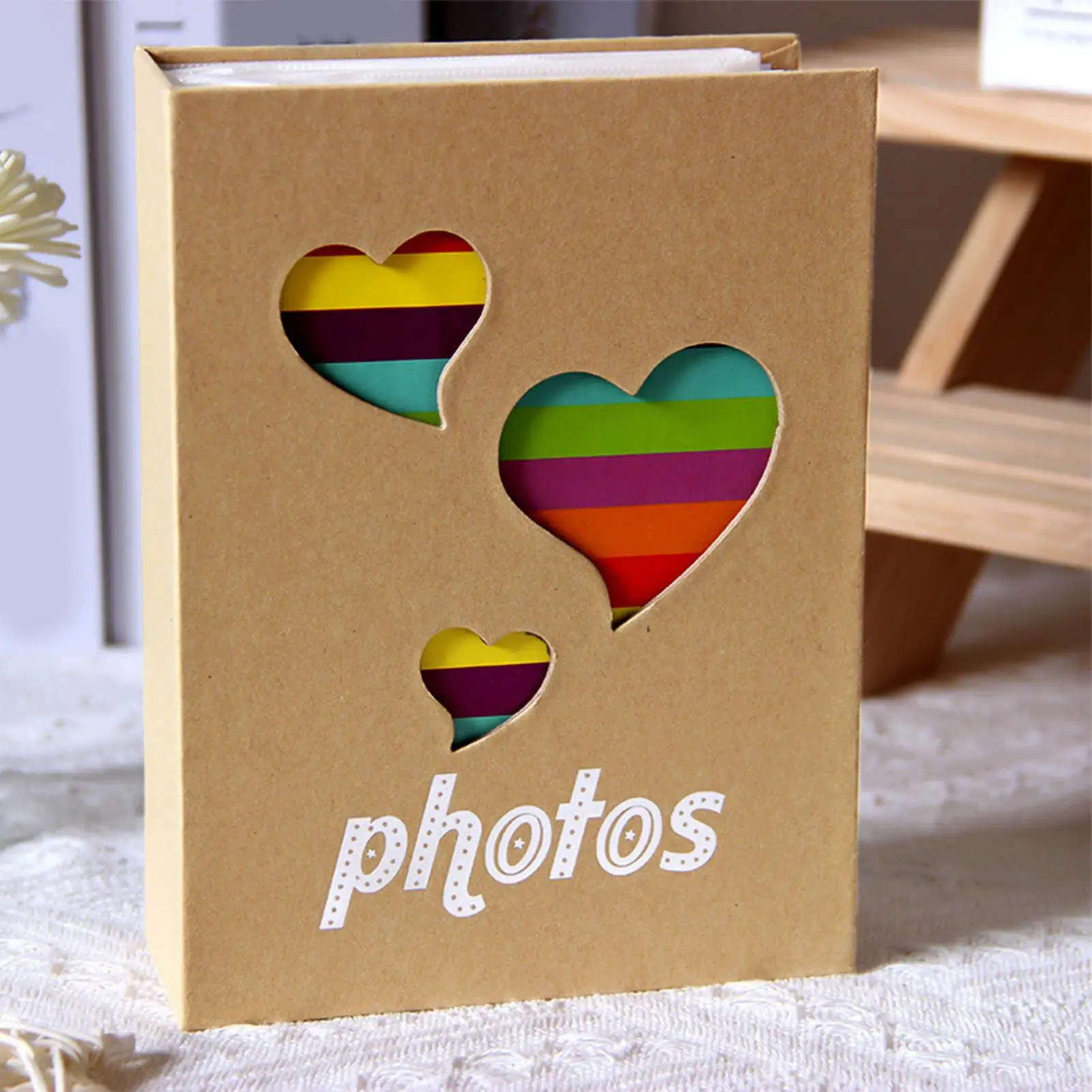 Young Kids Photo Book Heart Pattern Collectible Keepsake Kids Memory Book for Family Friends Bookshelf Bedside Mantelpiece