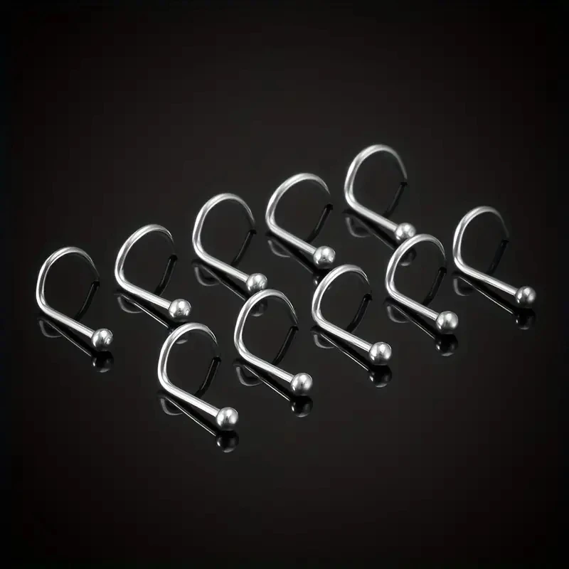 10/20/50 Pcs Stainless Steel Nose Studs Ring Screw Bar Bone Nostrils Rings Body Piercing Jewelry Wholesale