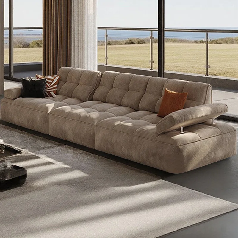 Lawrence matte fabric straight-row sofa large seat deep Italian minimalist adjustable backrest armrest cat scratching sofa