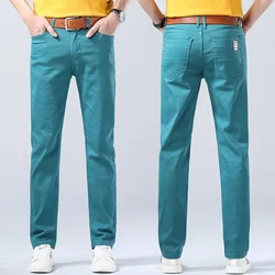 Men Autumn Spring Fashion Blue Red Casual Classic Style Straight Slim Fit Soft Trousers Male Brand Advanced Stretch Pants