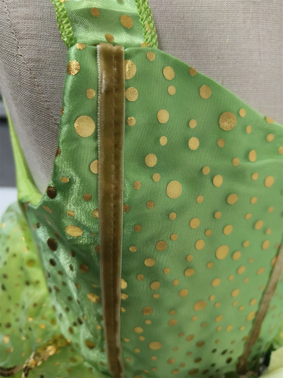 Mädchen Grünes Blumen-Feen-Elfen-Kleid Ärmellos Pailletten Blütenblatt-Rock Tüll-Tutu-Kostüm für Halloween Karneval Tinker Bell Cosplay – Detail 9