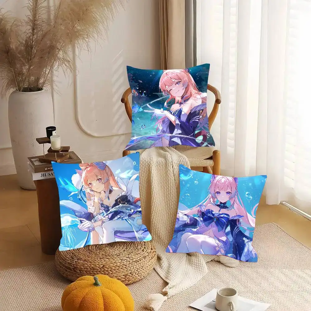 Sangonomiya Kokomi Genshin I-Impact Anime Pillow Case Fashion Square Pillowcase Bedroom Sofa Room Ins Decoration Leisure