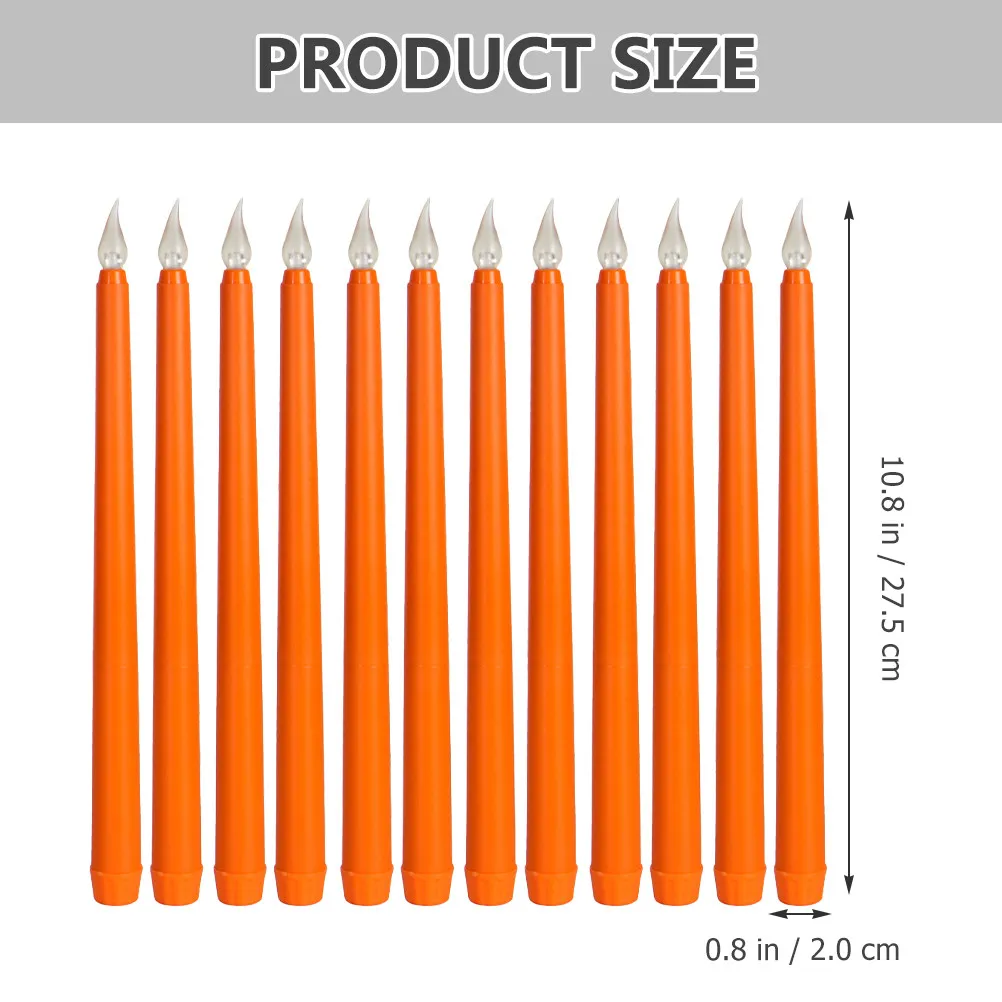 12Pcs Flameless LED Electronic Taper Candles Battery Powered Warm Light Romantic Home Party Wedding Lights