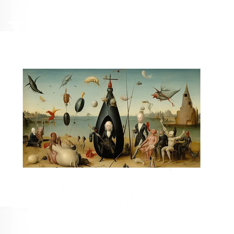 Hieronymus Bosch Midjourney style, Art Print Canvas Poster, Living Room Decor, Home Wall Picture