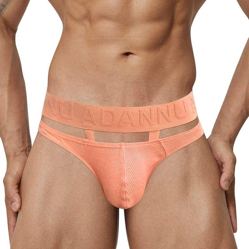 CMENIN-bañador de algodón para hombre, calzoncillos sexys con recorte de doble rayas, Slip deportivo, bragas de Fitness