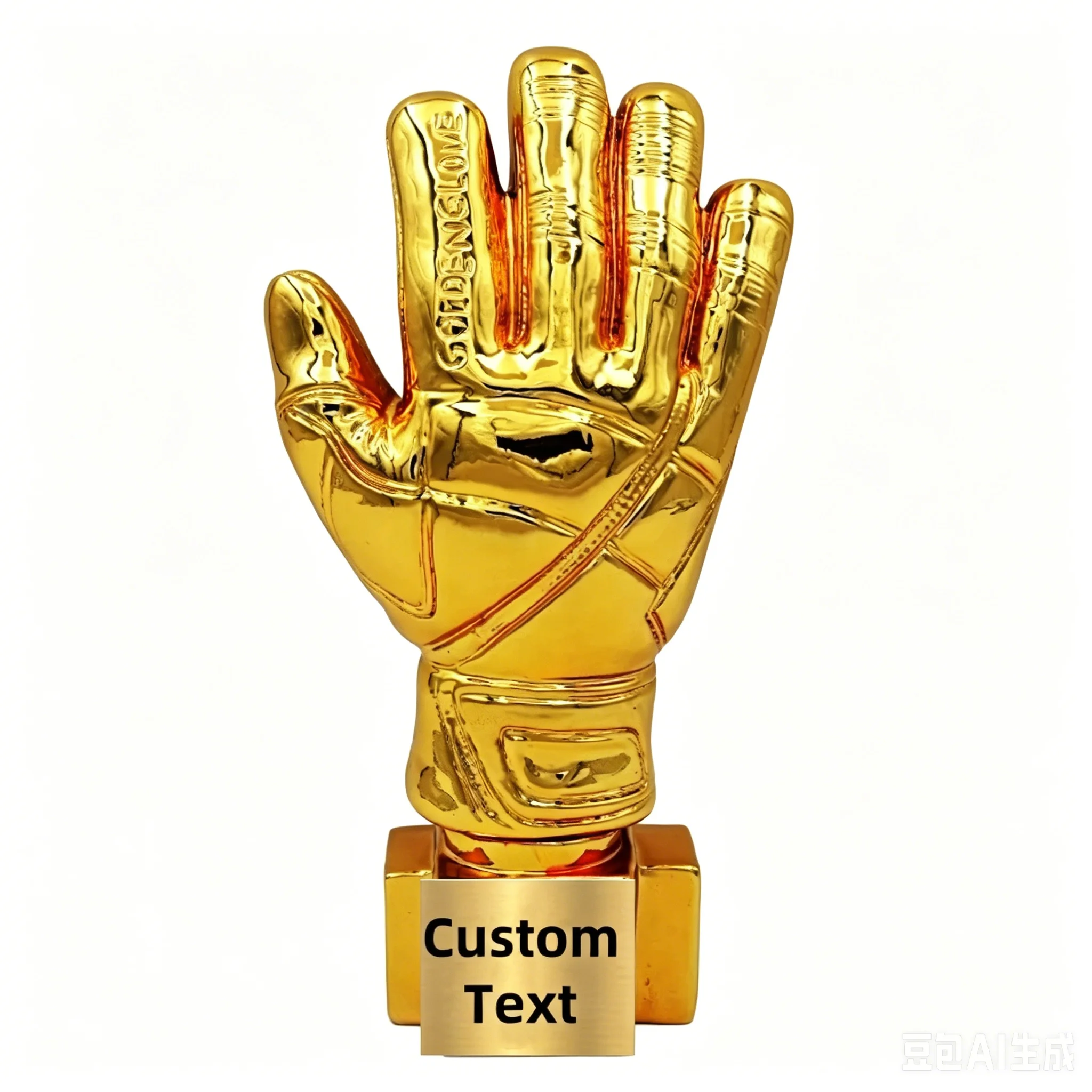 Customizable Golden Soccer Goalkeeper Gloves Trophy Resin Crafts Best Gold Plated Soccer Award Model Gift Fans League Souvenirs