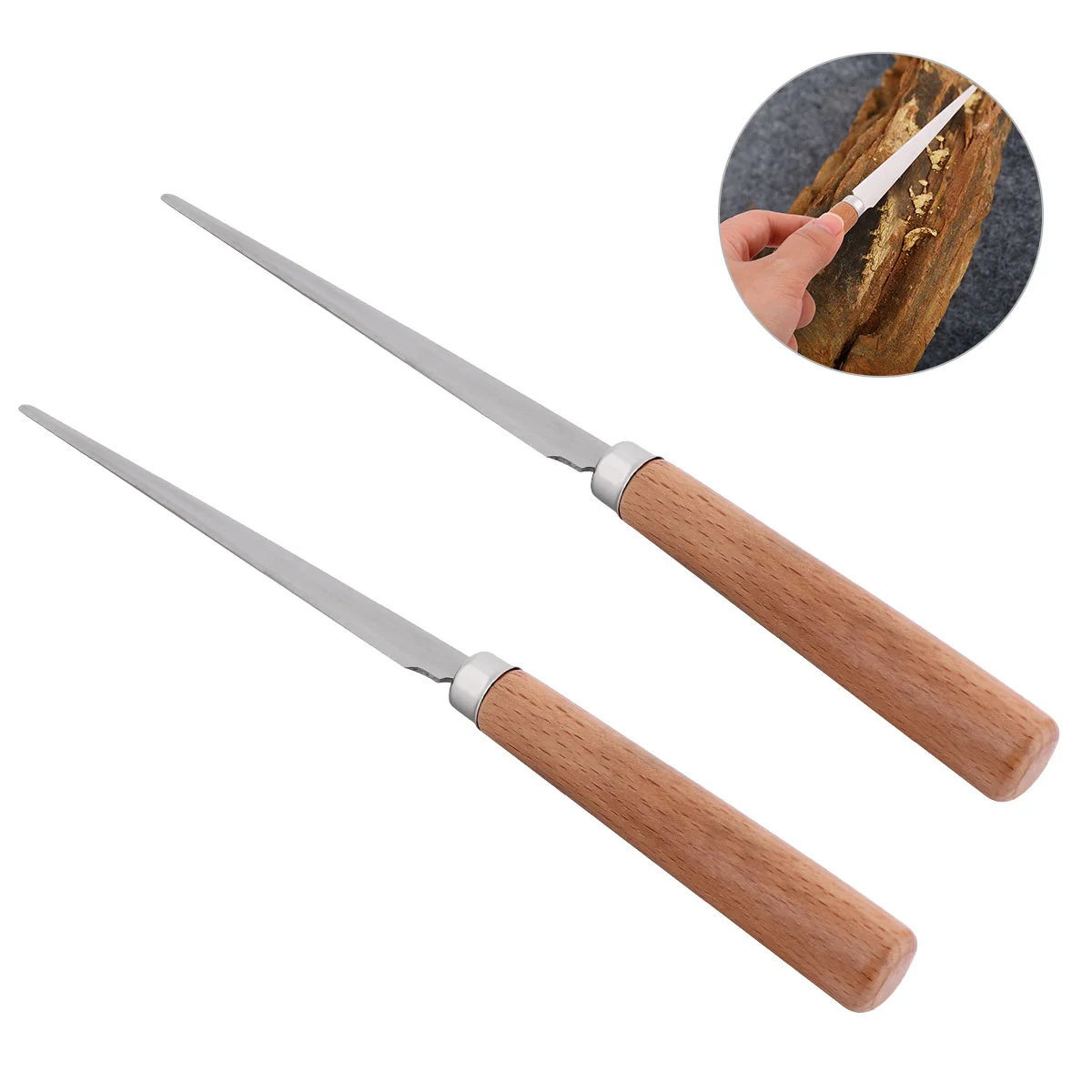 2 PCS Clay Repair Knife Pottery Tool Wood Carving Metal Stainless Steel Fettling for Wooden Handle Sculpting