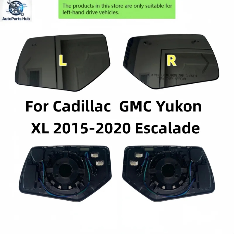 For Cadillac  GMC Yukon XL 2015-2020 Escalade Chevrolet Suburban Tahoe Heated Mirror Glass Lens with Turn Signal Blind Spot