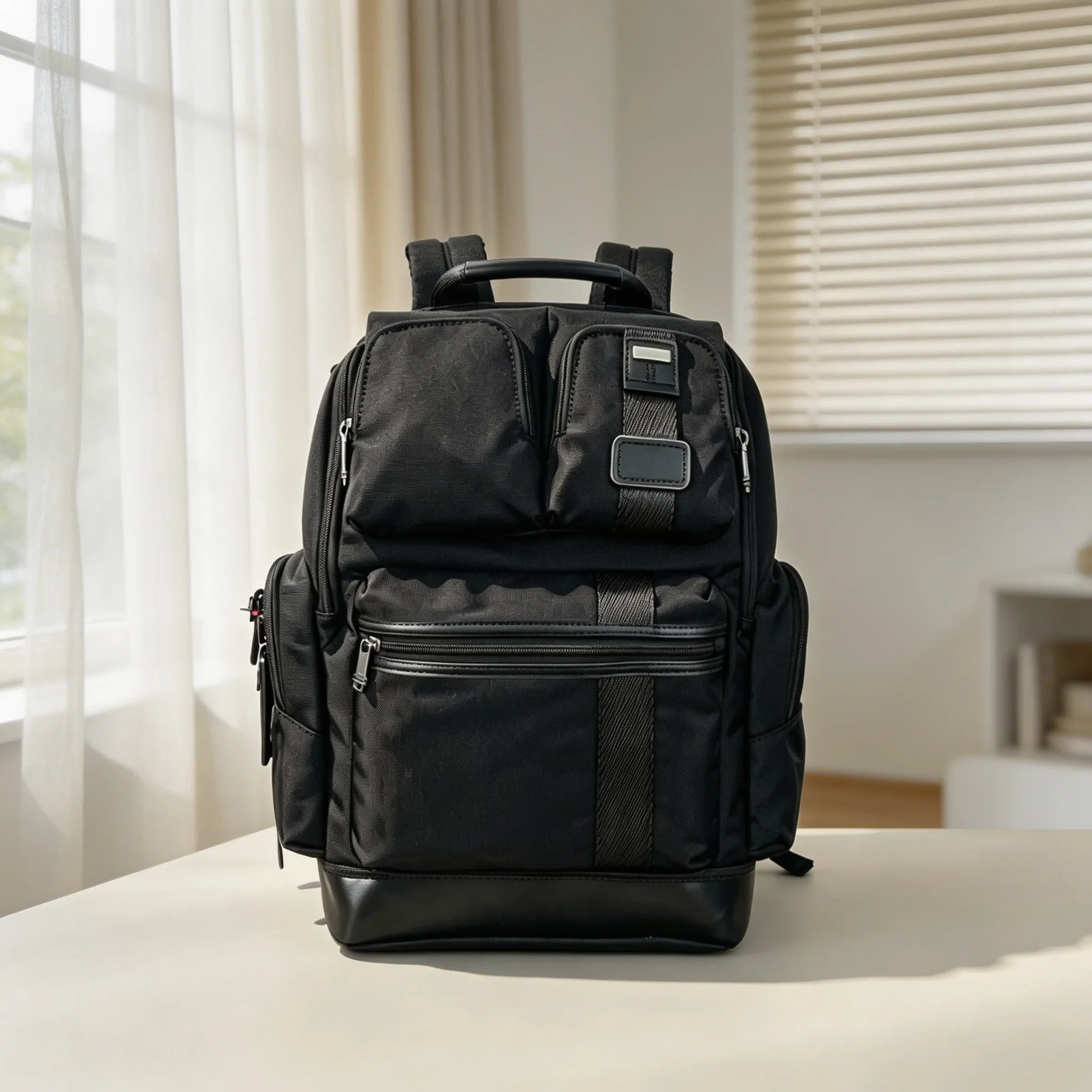 Men’s Large Capacity Ballistic Nylon Backpack, Multi Pocket Casual Business Daypack
