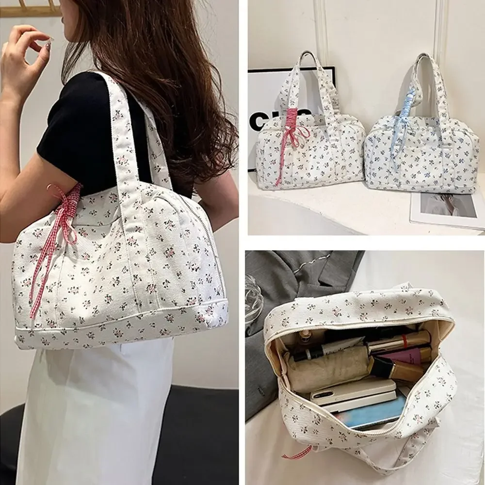 

Модная парусиновая дорожная спортивная сумка с цветочным принтом, большая вместительная сумка на плечо для женщин