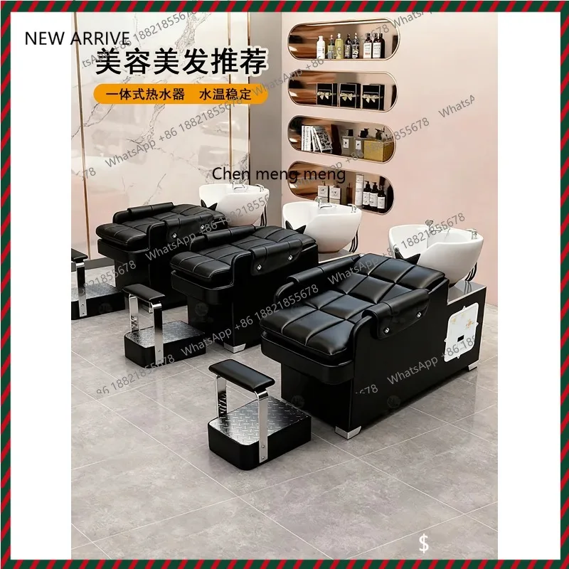 

Hot sales Shampoo bed Barber shop special integrated water heater flush bed Hair salon semi-reclining head treatment bed
