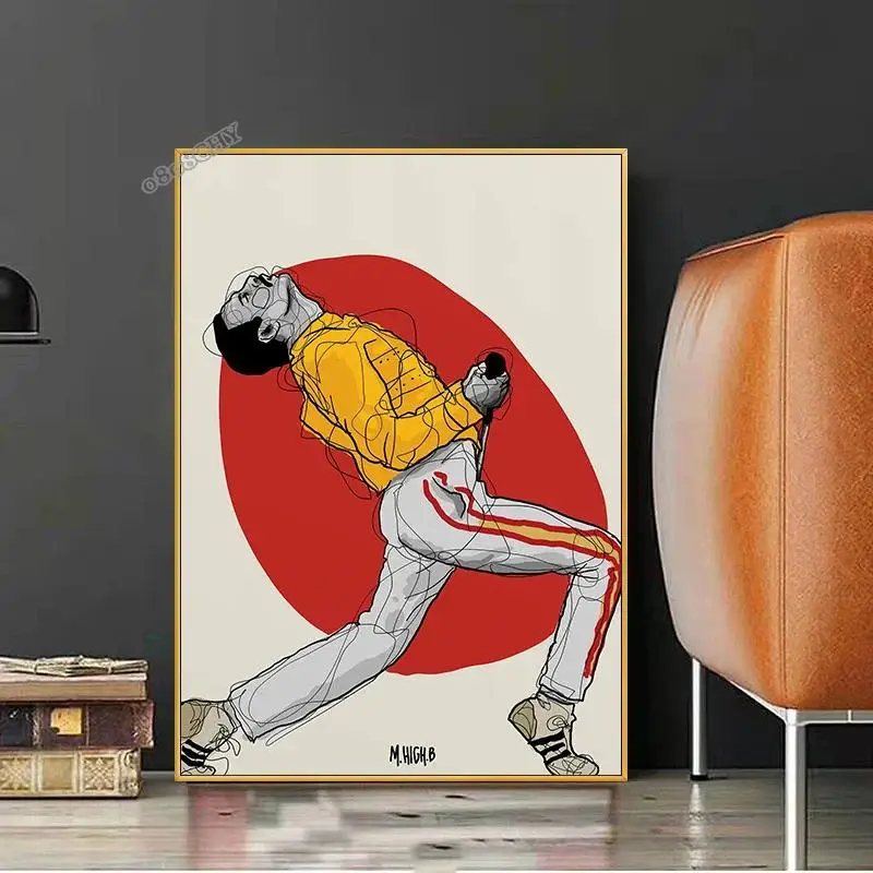 Freddie Mercury Abstract Canvas Art  Queen Singer Portrait Wall Decor Picture for Home  Gift