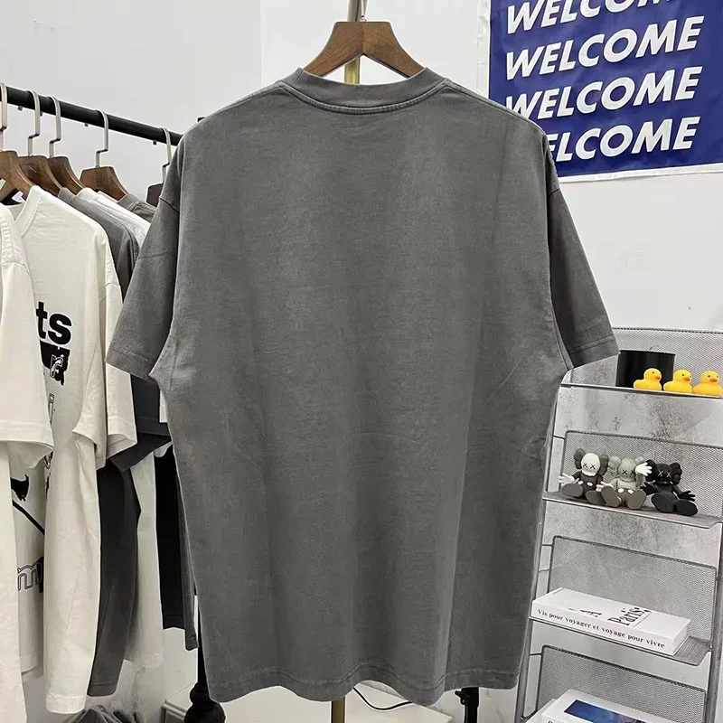 Grey Apricot High Street Trend T-shirt Men Woman High Quality Portrait Printing Loose Casual Summer Tops Tee