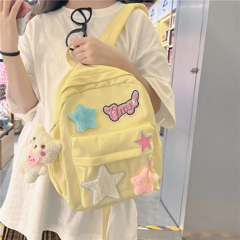 Backpack Women Japanese Styles Lovely Girl Backpack Students Patchwork 2023 New Fashionable School Casual Sweet Cute Backpack