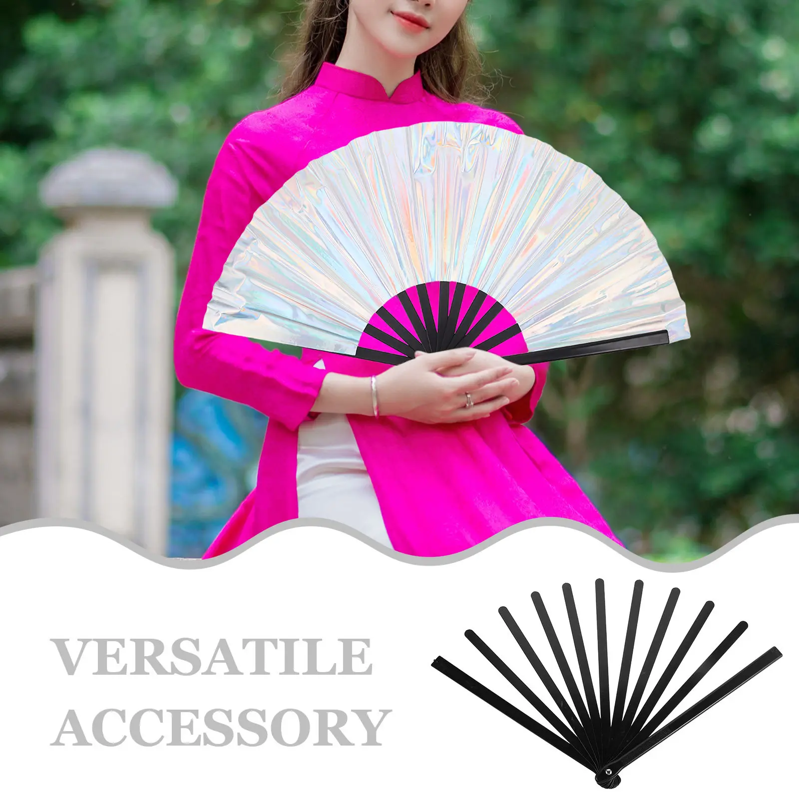 4Pcs Folding Fan Frame Black Plastic Hand Fan Blank Ribs DIY Craft Parts for Martial Arts Dance Performance Wedding