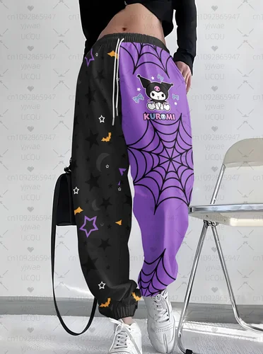 2025 Pantalones deportivos informales Kuromi para mujer, pantalones deportivos diarios Kuromi, pantalones largos para primavera/verano para exteriores para mujer