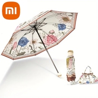 Xiaomi Double Layer Umbrella Flower Printed UPF50+ Umbrella UV Protection Vinyl coating Rain Parasol Sun Shade Folding Umbrellas